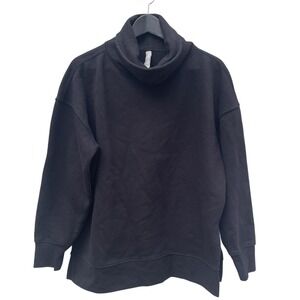 Athleta Coaster Luxe Sweatshirt Black Funnel Neck Oversized Fleece Pullover M
